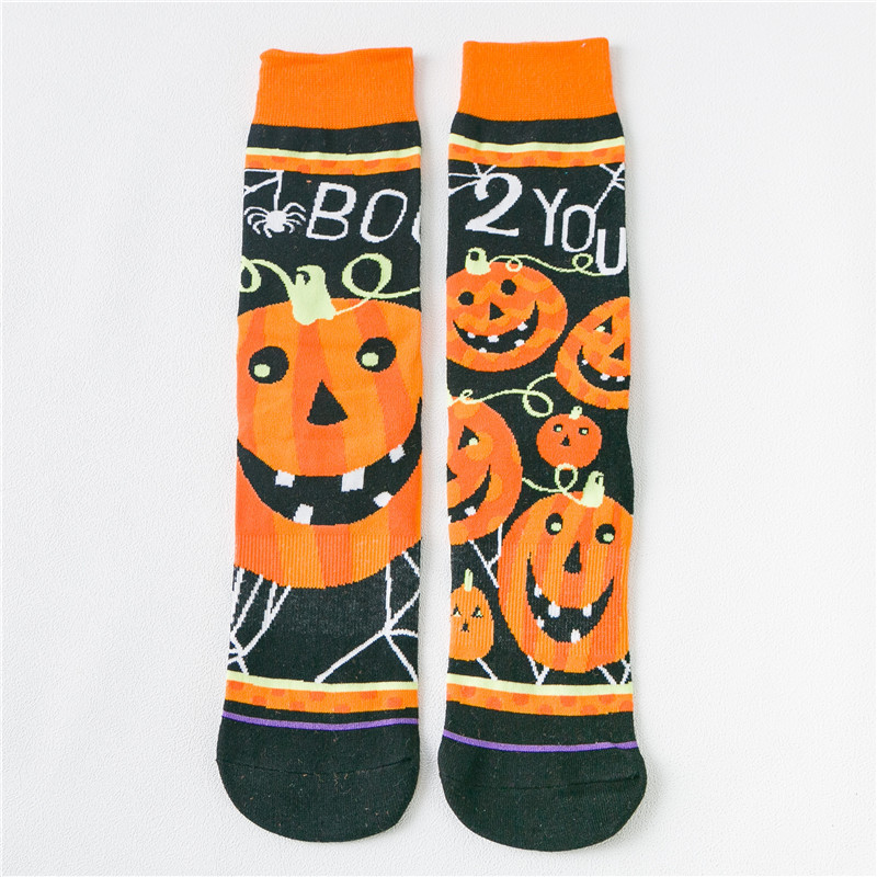 Ins Tide Tube Socks Lesbian Couples Halloween Pumpkin Flower Asymmetrical Stockings Socks AB Sock Mismatched Socks